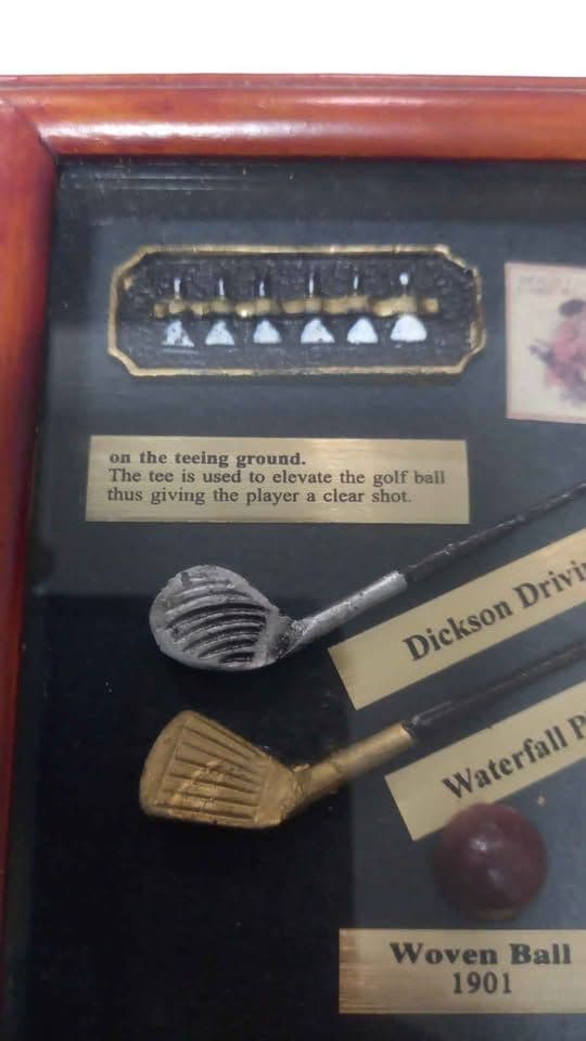 Vintage History of Golf Shadow Box – Miniature Replica Collection: Dickson Putter, Spalding Pitcher & Historic Balls view 3