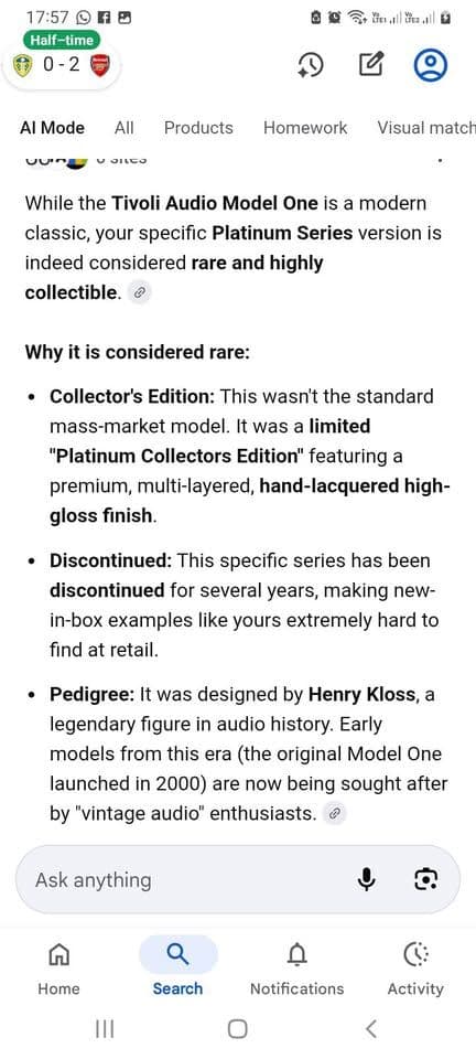 Tivoli Audio Model One Platinum Series Henry Kloss Table Radio - Piano Black & Silver view 5