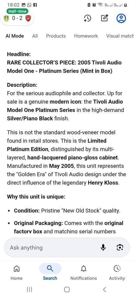 Tivoli Audio Model One Platinum Series Henry Kloss Table Radio - Piano Black & Silver view 6