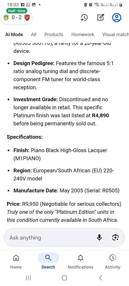 Tivoli Audio Model One Platinum Series Henry Kloss Table Radio - Piano Black & Silver view 7